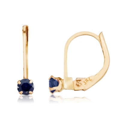 14k Petite Sapphire Leverback Earrings - Image 1 of 2