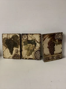 Lot Of 3 Grapes Block Mosaic Tile 9”x7” - Picture 1 of 9