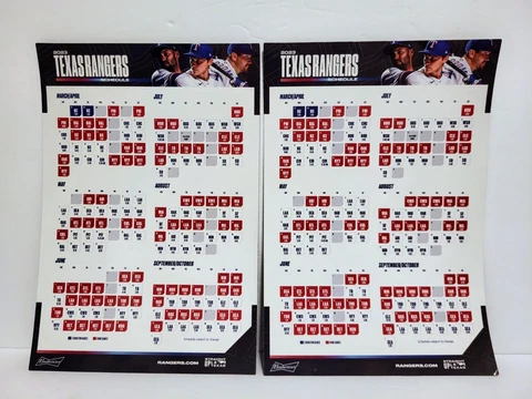 Lot 2 - TEXAS RANGERS 2023 Magnetic Calendar Game Schedule OPENING DAY Baseball Cover