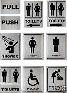 Toilet Door Sign Disabled, Loo, Lavatory Changing Room, Disabled,Gents Aluminium - Picture 1 of 24