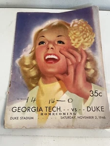 1946 GEORGIA TECH YELLOW JACKETS vs DUKE BLUE DEVILS FOOTBALL PROGRAM - Picture 1 of 19