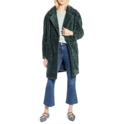 Chaqueta Abrigo de Peluche Sherpa Imitación Verde XS/S Halogen X Atlantic Pacific Para Mujer Foto 1 de 4