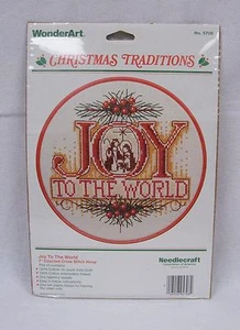 New/Opened Needlecraft WonderArt Christmas Traditions JOY 5708 Cross Stitch Hoop - Picture 1 of 2