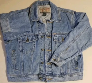 Chaqueta Denim Express Jeans Talla Pequeña Botón Delantero 4 Bolsillos Estilo Camionero - Imagen 1 de 9