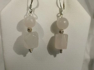 Rose Quartz Dangle Earrings - Picture 1 of 1