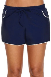 "PANTALONES CORTOS DE NATACIÓN MUJER ""M"" (8-10)" ""L (12-14)" Lindos Borde Festoneado Azul Marino Pantalones Cortos - Imagen 1 de 4