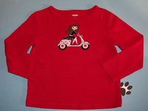 Gymboree girls "POPPY LOVE" sz  5 TOP...LS RED with SCOOTER - Picture 1 of 3