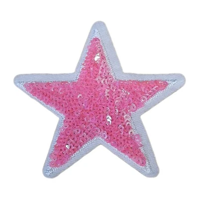 Pink Sequins Star Patch - Embroidered Iron On Patches 3.5" x 3.5" - Image 1 of 3