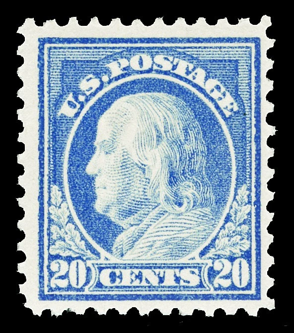 Scott 515 1917 20c Light Ultramarine Franklin Issue Mint F-VF OG LH Cat $40 - Image 1 of 1