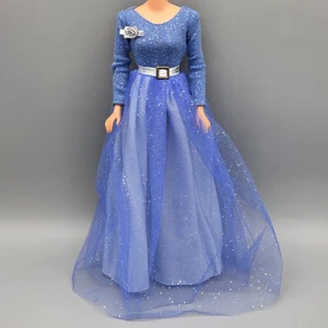 DRESS 1999 LITTLE DEBBIE BLUE EVENING GOWN GLITTER BELTED WAIST FASHION DRESS - Picture 1 of 8