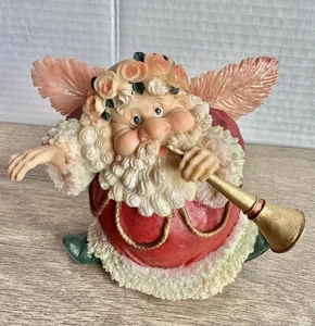 Fat Short Weihnachtsmann Weihnachtsfigur mit Flügeln und Horn Vintage - Bild 1 von 11
