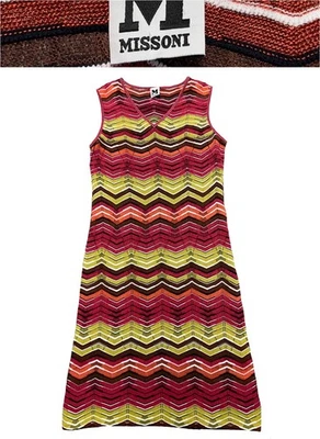 Vestido de punto geométrico sin mangas Missoni para mujer hecho en Italia talla IT 46 US 10 Foto 1 de 4