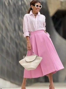 ZARA SS24 PLEATED CAPE SKIRT ZW COLLECTION PINK 2731/100_SIZE XS, S_NWT - Picture 1 of 11