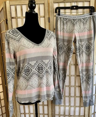 Conjunto de pijama feminino Victoria’s Secret Longjohn mistura de algodão tamanho P/M - Imagem 1 de 4