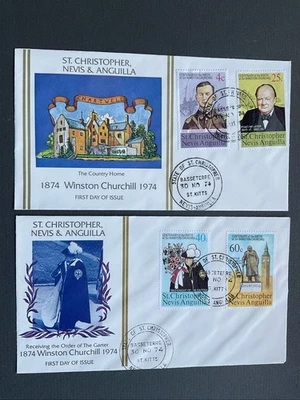 1974 St Christopher Nevis &Anguilla Stamp Covers 'Winston Churchill' Centenary. - Image 1 of 4