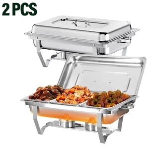 Catering Chafing Dish 8QT Food Warmer buffet set Stainless Steel chafers w/3 pan - Picture 1 of 18