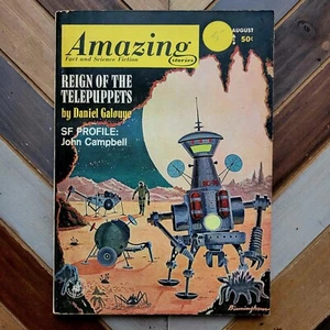 Amazing Stories Vol 37 #8 VF- (Ziff-Davis, Aug 1963) Silver Age Pulp ROBOT COVER - Picture 1 of 4