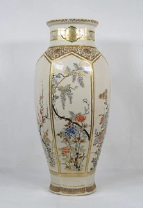 Antique Japanese Ceramic 6 Panels/Sides Vase Meiji Period - Picture 1 of 10