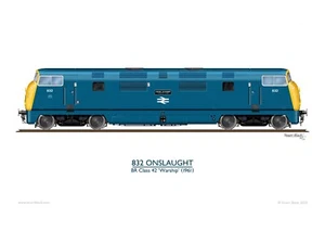 BR Class 42 'Warship' 832 Onslaught - Print NEW - Picture 1 of 1