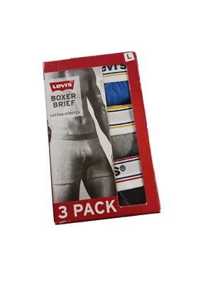 Paquete de 3 calzoncillos boxer Levi’s de algodón elástico para hombre talla grande negro/gris/azul Foto 1 de 4