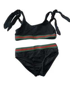 Stella Cove Girls Black Banded 2 Piece Tie Strap Bikini 6 Years - Picture 1 of 3