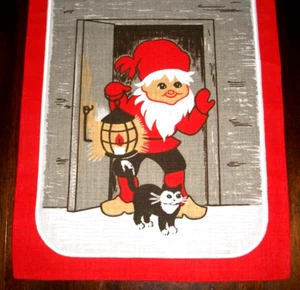SWEDISH CHRISTMAS TOMTE DESIGN 38" X 12" LINEN TABLERUNNER STILDUKAR SWEDEN - Picture 1 of 5