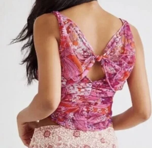 Free People Tell Me More Boho Mesh Hipster Art Deco Farm Tie Twist Top - Picture 1 of 5