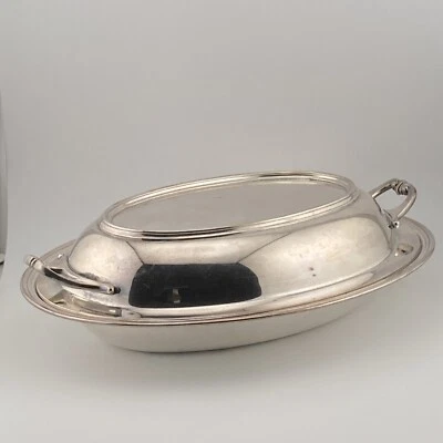 Cazuela vintage Meriden B. Co. plateada con tapa ovalada #2212 7,5x11" Foto 1 de 4