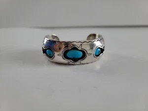 Indianer Shadowbox Sterling 1" Manschette Türkis Armband 6,5" - Bild 1 von 12