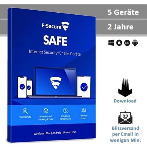 F-Secure Safe 2025, 5 Geräte - 2 Jahre, Blitzversand - Bild 1 von 1