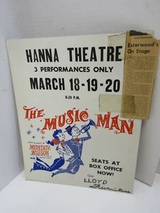 VINTAGE THE MUSIC MAN HANNA THEATRE POSTER ADVERTISING - Picture 1 of 3
