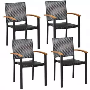 Alpulon Patio Dining Chairs Rattan Powder-coated Steel Frame Outdoor (Set of 4) - Picture 1 of 9
