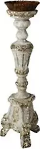 Candlestick Candleholder Transitional Gold Wood Carved - Picture 1 of 3