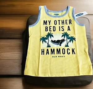 Camiseta sin mangas bebé niño, Old Navy, amarillo, gorila en hamaca, 12-18 mos - Imagen 1 de 4