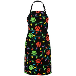 Delantal de chef de cocina con estampado de pata de rescate de animales para amantes de mascotas luces navideñas impresiones de patas - Imagen 1 de 2