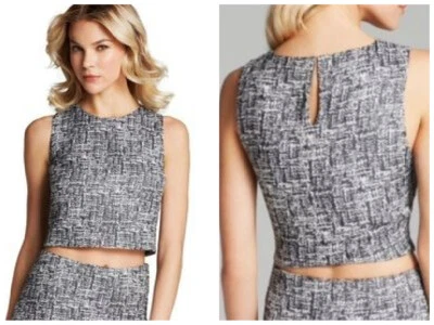 Top corto Joie Tweed Mintelle Caviar blanco y negro sin mangas L🌺❤️  Foto 1 de 4