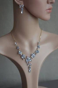 parure collier boucle d'oreille ,mode, strass, fantaisie ,fête, - Imagen 1 de 1