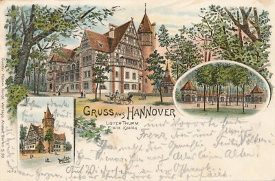 Litho-Karte Gruss aus Hannover Lister Turm (U35) (10) - Bild 1 von 2