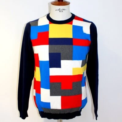 Maglia girocollo 'MQJ' rasata Fantasia colorata in Cotone su base Blu - Immagine 1 di 3