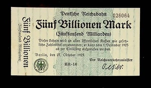 1923 Deutschland REICHSBAHN BERLIN 5.000.000.000 / 5 BILLIONEN MARK UNC - Bild 1 von 2