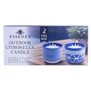 Outdoor Citronella Candle, Pack of 2 Blue Linear - Picture 1 of 4