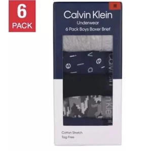 Calvin Klein Boys' Cotton Stretch Boxer Brief Underwear 6-pack Size M - Picture 1 of 5