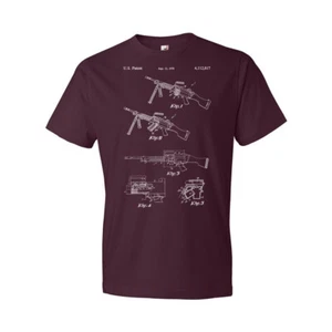M249 SAW Machine Gun Shirt Soldier Gift Gun Blueprint Military Shirt Marine Gift - Picture 1 of 11