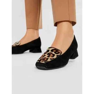 GEOX Respira D Vivyanne Bal C Pump Negro Leopardo Zapatos Reino Unido 4 EU 37 GAMUZA - Imagen 1 de 8