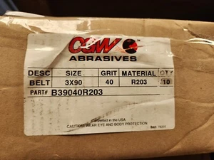 CGW Abrasives B39040R203 3x90 Belt ZIRC 40 GRIT, Box of 10 - Picture 1 of 2
