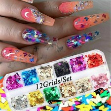 Holographic 3D Butterfly Art Nail Glitter Sequins Laser Flakes Nails Decoration
