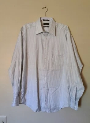 Camisa de vestir Joseph Abboud para hombre 16 1/2 botones azul a rayas mangas largas usada en excelente estado Foto 1 de 4