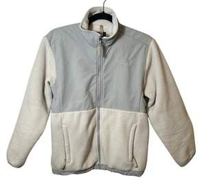 The North Face Girls Denali Cream And Gray Jacket, Size Large - Picture 1 of 8