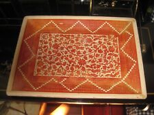 Vintage Paper Mache Tray 16" Raised Design in Reddish Orange