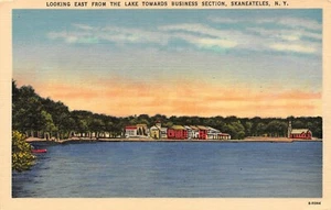 Looking East From Lake  Business Section  Skaneateles ,NY Vtg 1930's  Postcard - Picture 1 of 2
